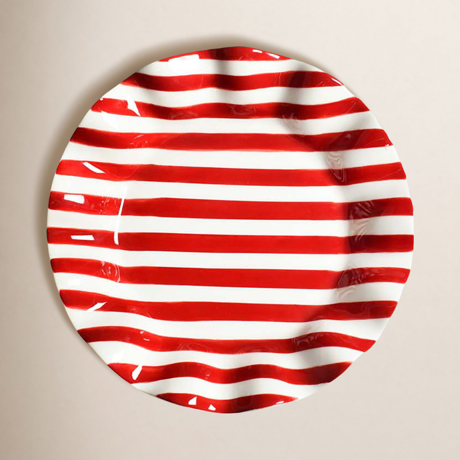 Coton Colors Red Stripe Ruffle 8" Salad Plate