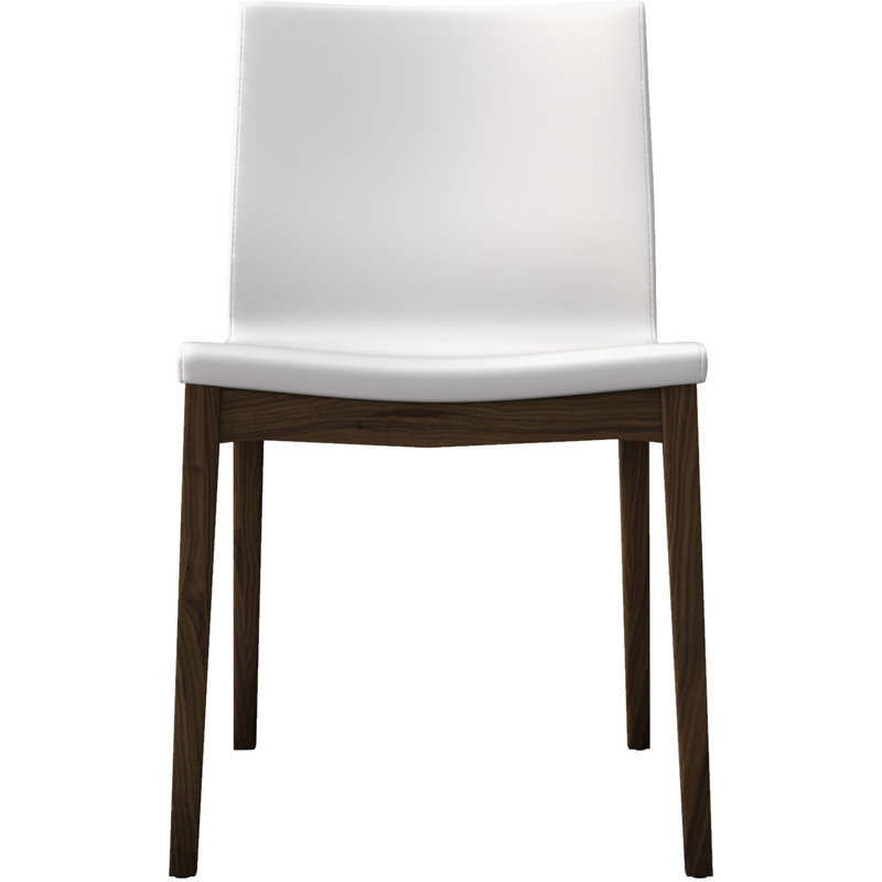 Enna Leather Dining Chair, White on Canaletto Walnut