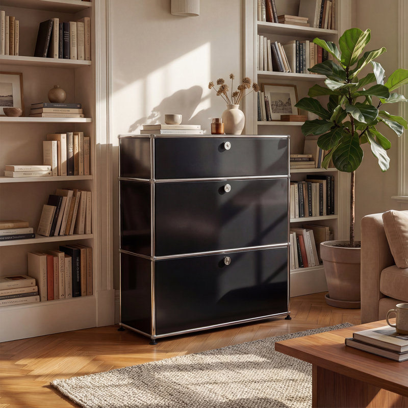 Buffet modulaire en métal, armoire de rangement décorative moderne, Noir