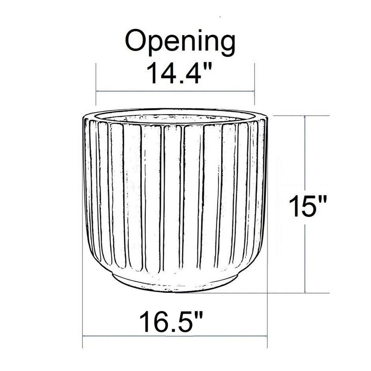 Allenville Fiberstone Planter, White, 15" H x 16.5" W x 16.5" D