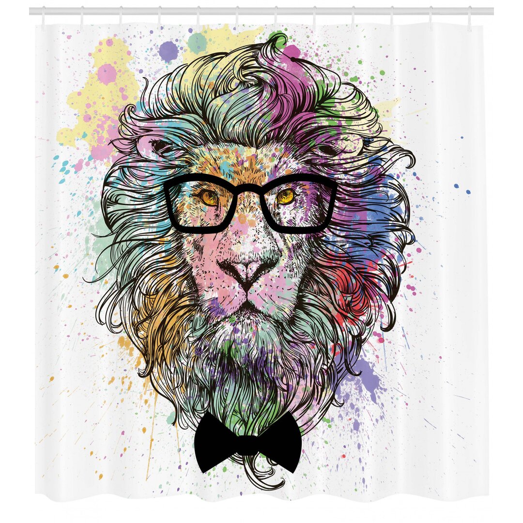 Duschvorhang, Lion Bow Creative-Spritzer, Hipster, Mehrfarbig