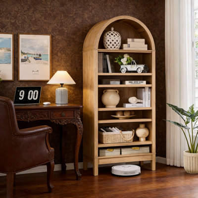 Tall Arched Bathroom Storage Cabinet,Modern Farmhouse Storage Cabinet With Adjustable Shelves