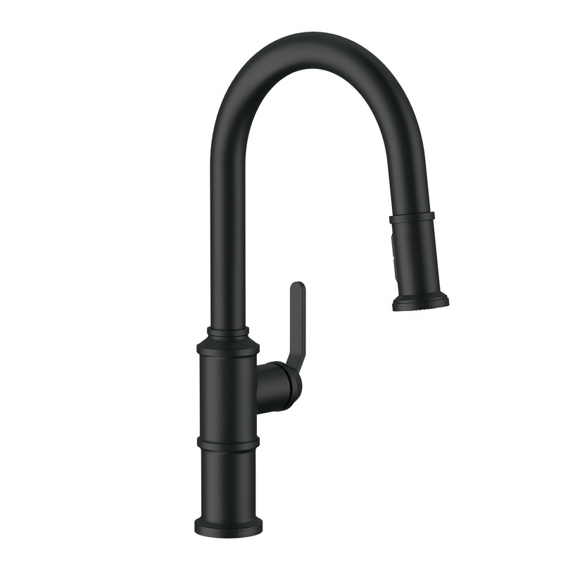 Kinzie Single Handle Pull Down Sprayer Kitchen Faucet, Satin Black
