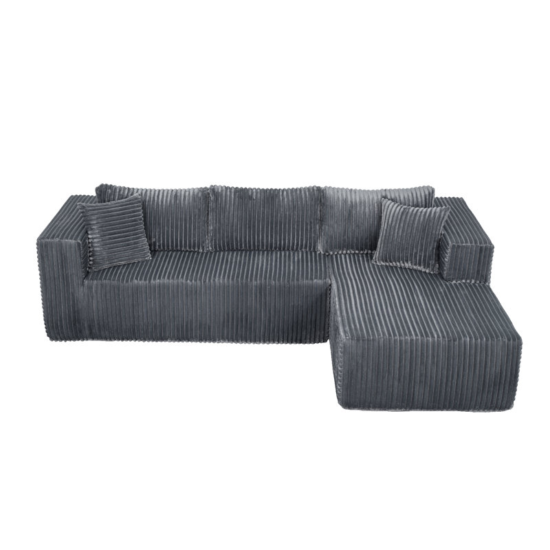 Canapé modulaire 105 po avec méridienne gauche, siège modulaire profond, sans assemblage requis, gris, Gris