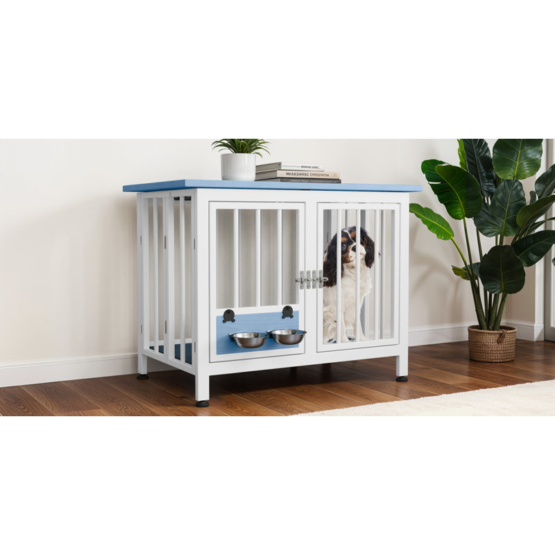 Table de bout pliable, H 24,8 po x l 33 po x P 20 po, Bleu / blanc