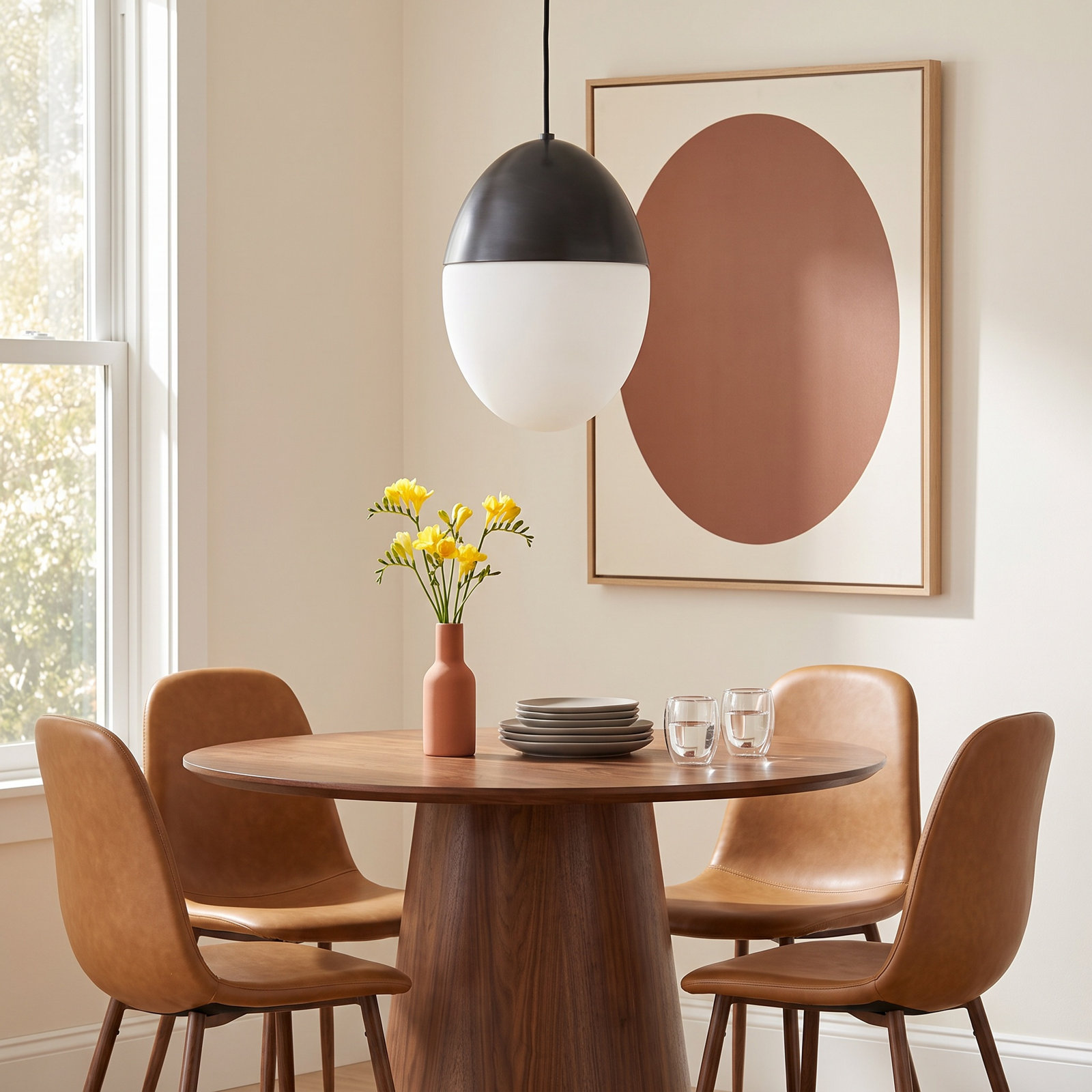 Sanaria Single Light Glass Dimmable Pendant, Old Bronze, 15" H x 10" W x 10" D