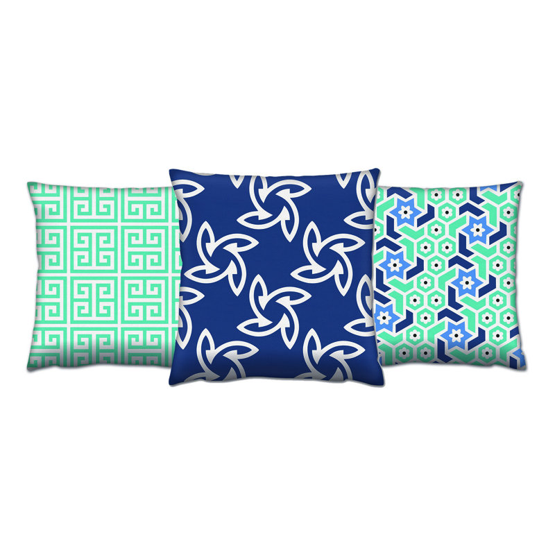 Geometric Cotton Blend Outdoor Throw Pillow