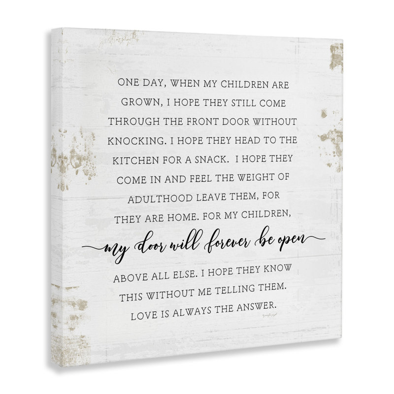 «When My Children Are Grown Text» par Jennifer Pugh - Art textuel, H 17 po x l 17 po