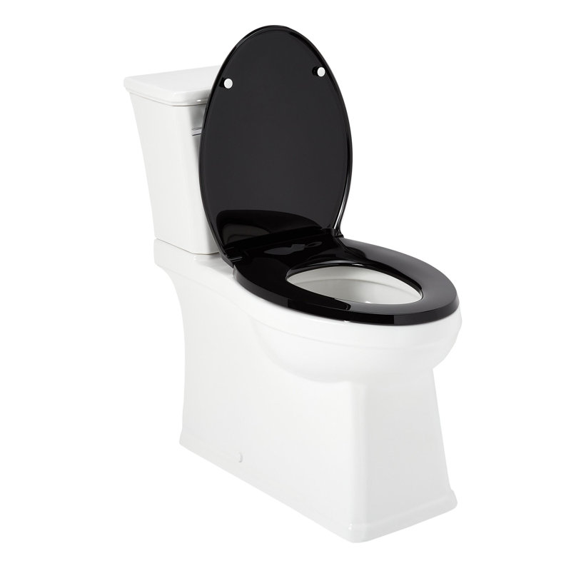 Benbrook 1.28 GPF Two Piece Skirted Elongated Toilet, Black/Chrome