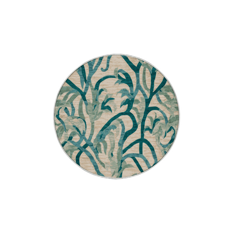 Tapis beige lavable à la machine, Rond 4 pi