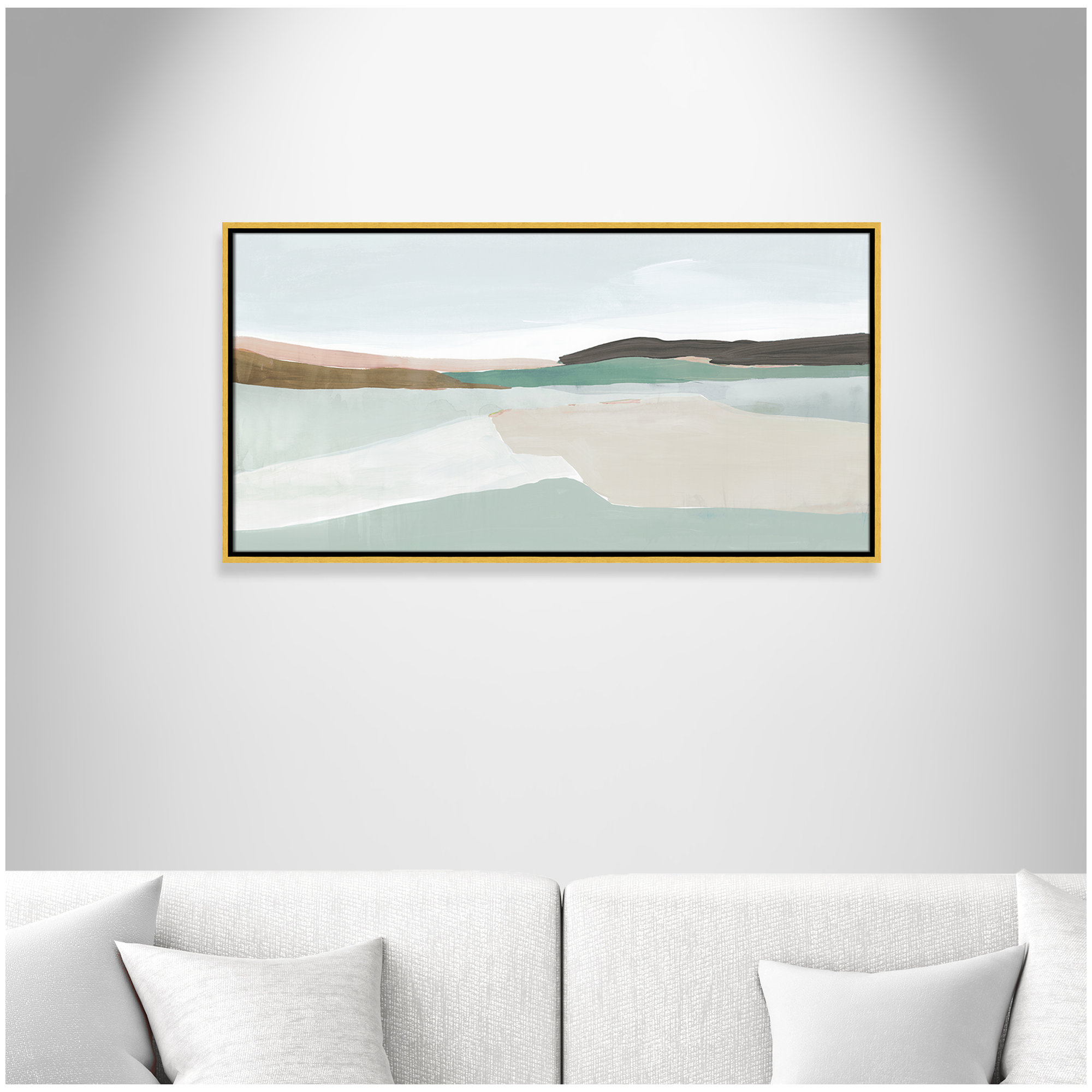 Sole of the Land I Floater Frame Painting, 19.5" H x 37.5" W, Gold