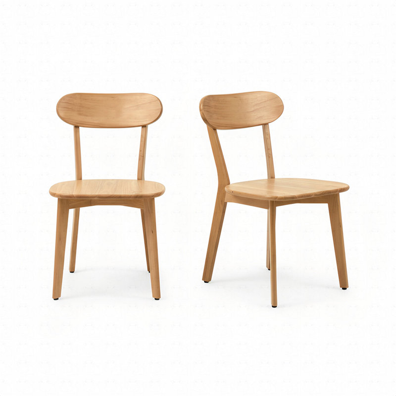 Natural Solid Wood Dining Chairs Set of 2, Wood