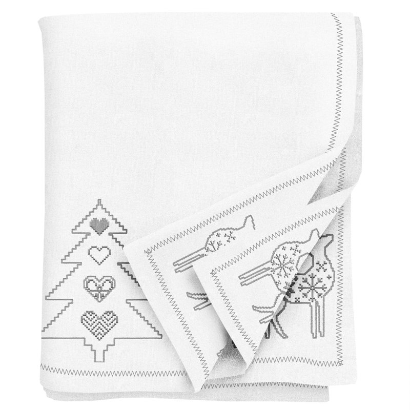 Borman Cotton Tablecoth, White/Silver