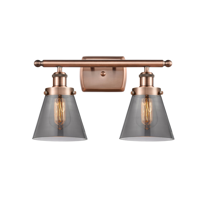 Éclairage pour meuble-lavabo de salle de bain 2 "16" Ballone Urban Cone, DEL, Cuivre antique, Plaqué couleur fumée