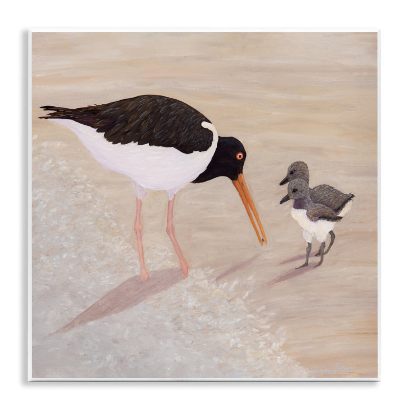 Plaque murale American Oyster Catcher & Chicks, design par Barbara Fallenbaum
