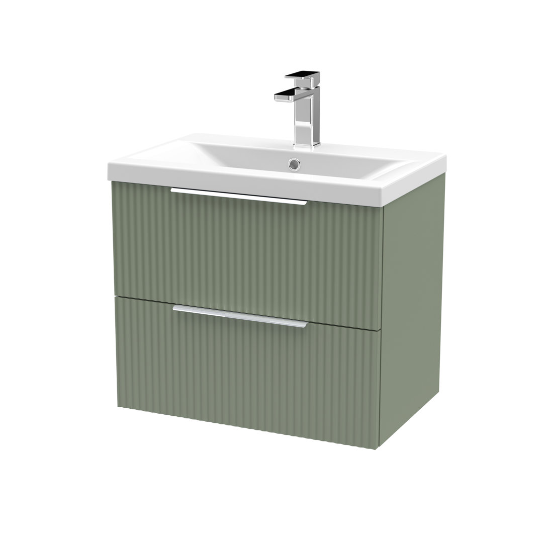 Fluted 600mm Wall Hung Single Vanity Unit