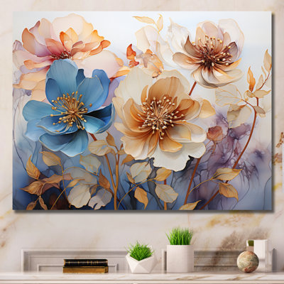 Fleurs bleues mystiques - imprimé
