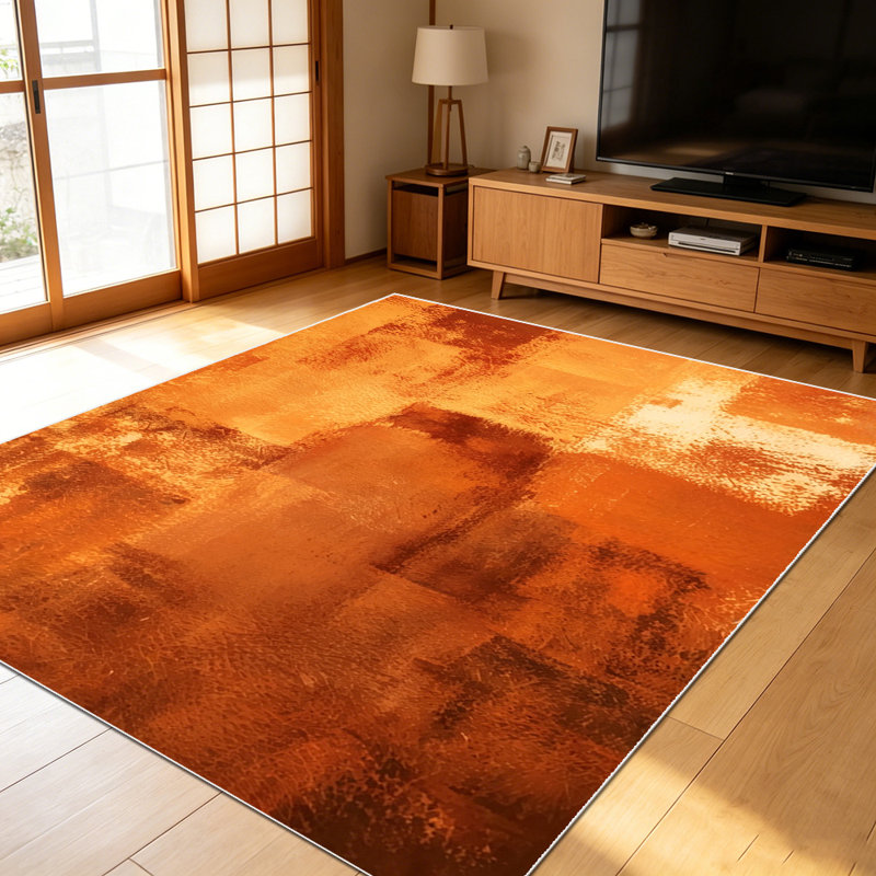 1PC distressed burnt orange brick block abstract pattern area rugs for Living Room, Soft and Comfortable, Suitable for all seasons, easy-to-maintain, machine washable Indoor floor mat, Under Table Farmhouse suitable for dining room, bedroom, entryway