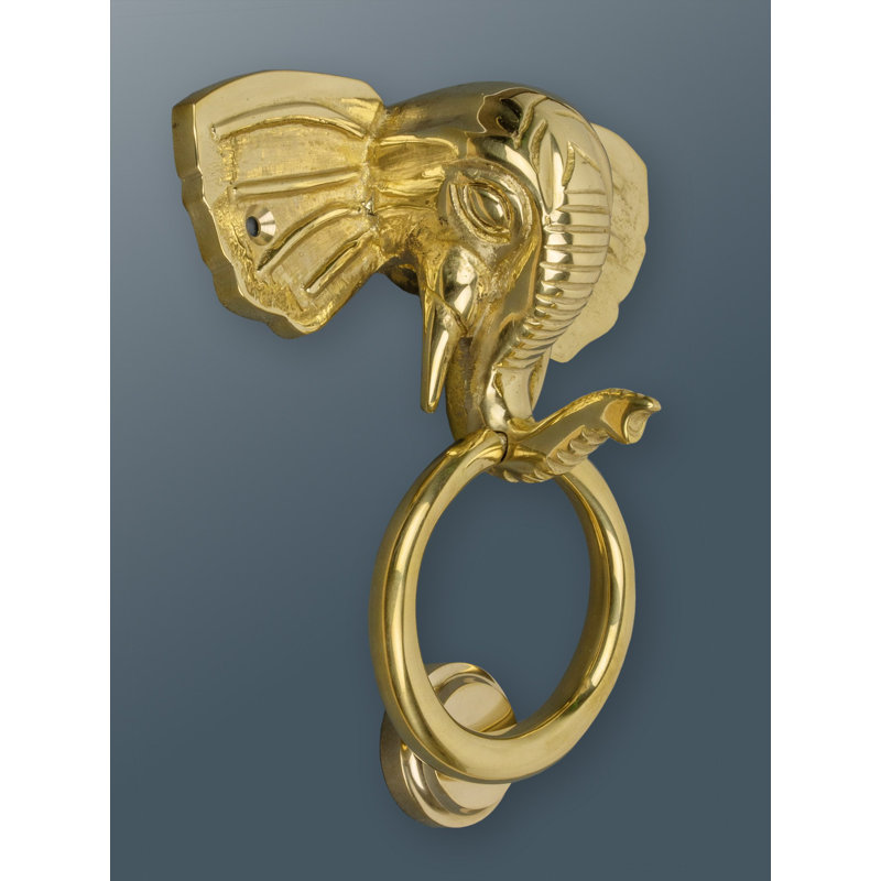 Nickel Elephant Door Knocker, Brass