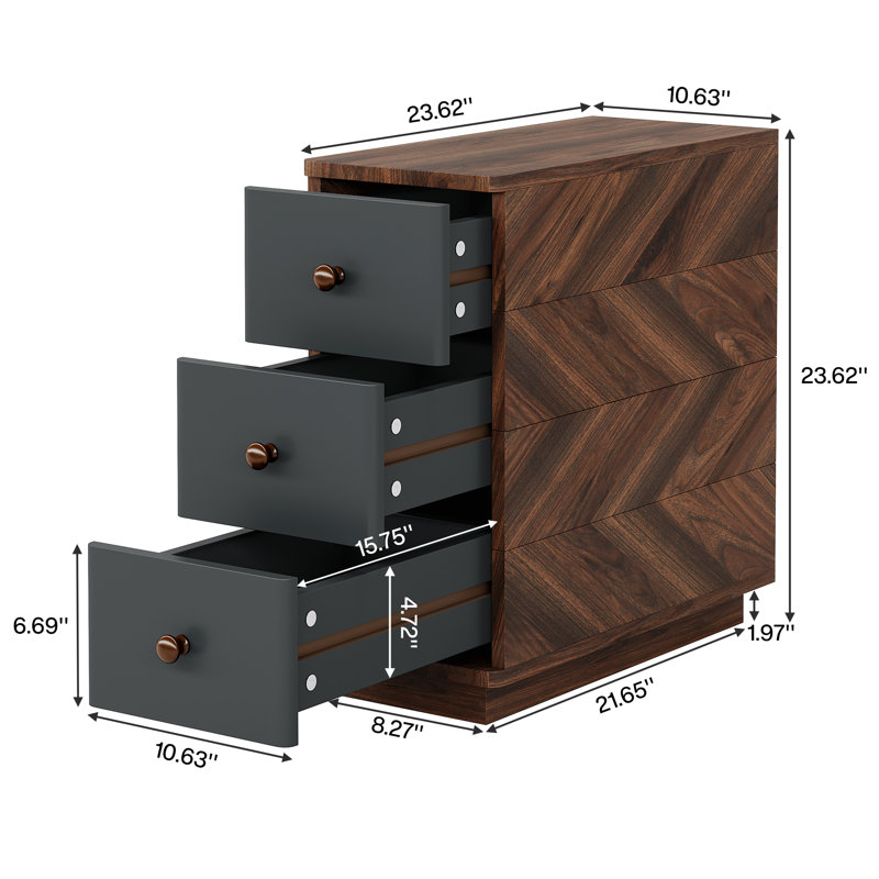 3-drawer Wood End Table