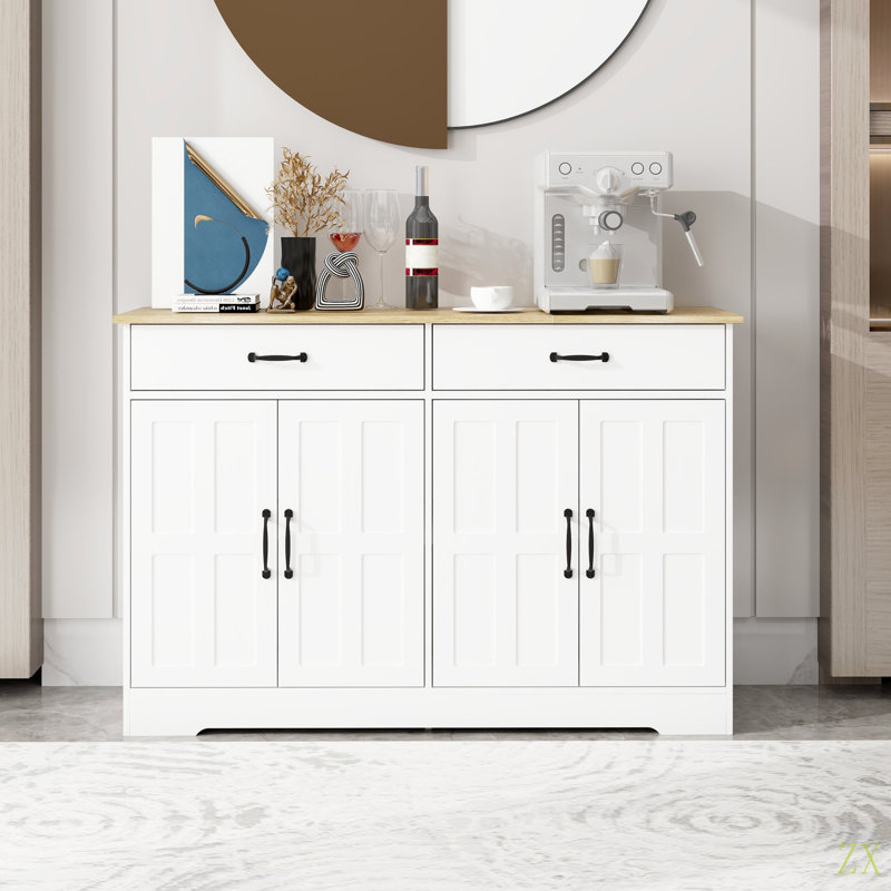 Buffet 47,95 "avec 2 tiroirs et 4 portes pour la cuisine du salon Farmhouse
