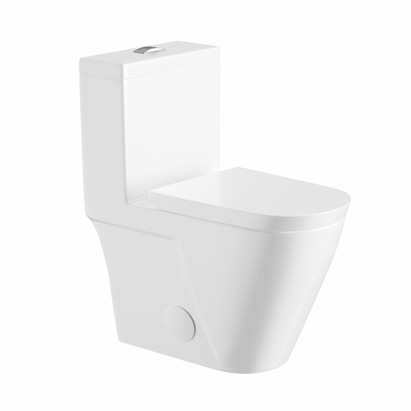 Turner 1.1/1.6 GPF Elongated Chair Height Floor Mounted Modern One-Piece Toilet (Seat Included), White