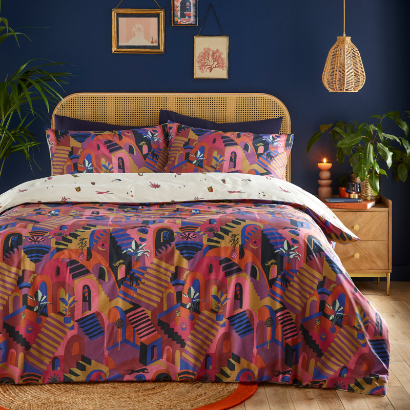 Eivissa Cotton Blend Abstract Duvet Cover Set with Pillowcases Included, Super King Duvet Cover + 2 Standard Pillowcases