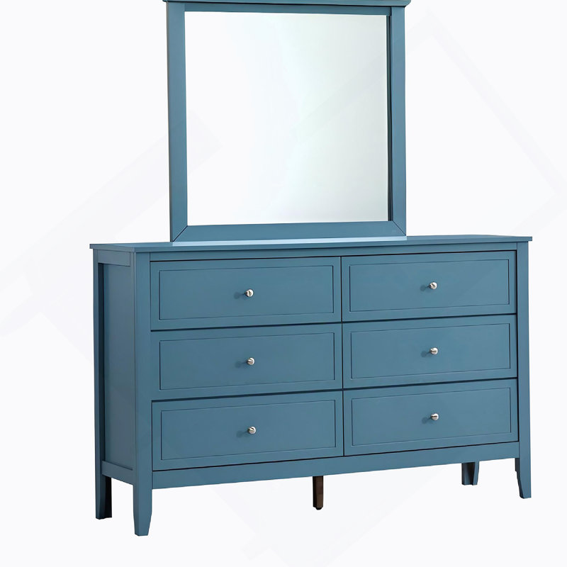 Commode 6 tiroirs Woonden, Bleu sarcelle