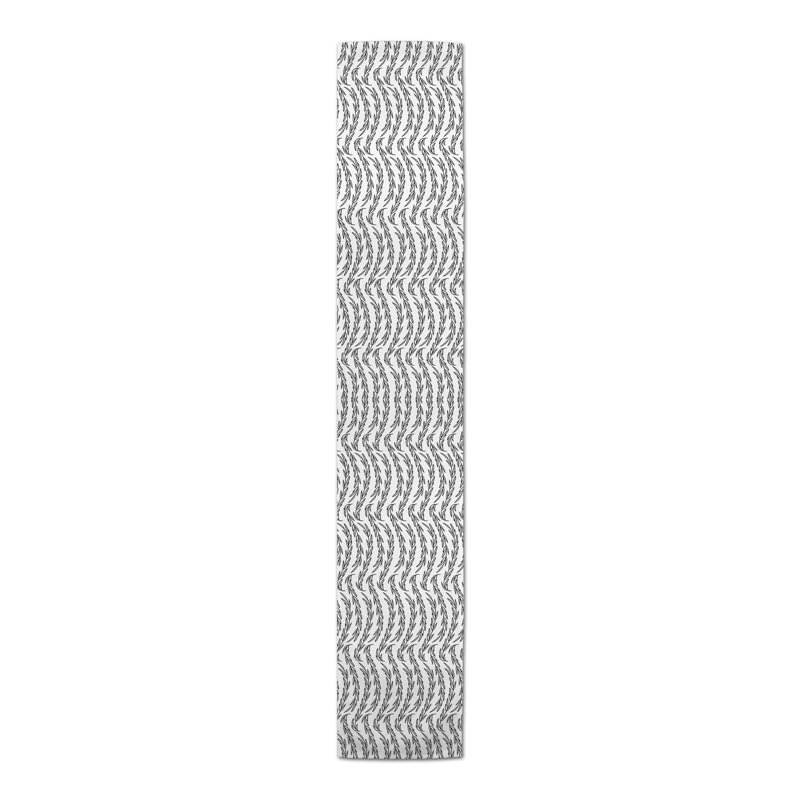 Floral Table Runner, 90" x 16", Black