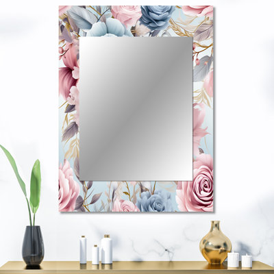 Motif bohème Moriches rose et bleu Dreamcatchers - miroir décoratif floral, miroir mural Cottage