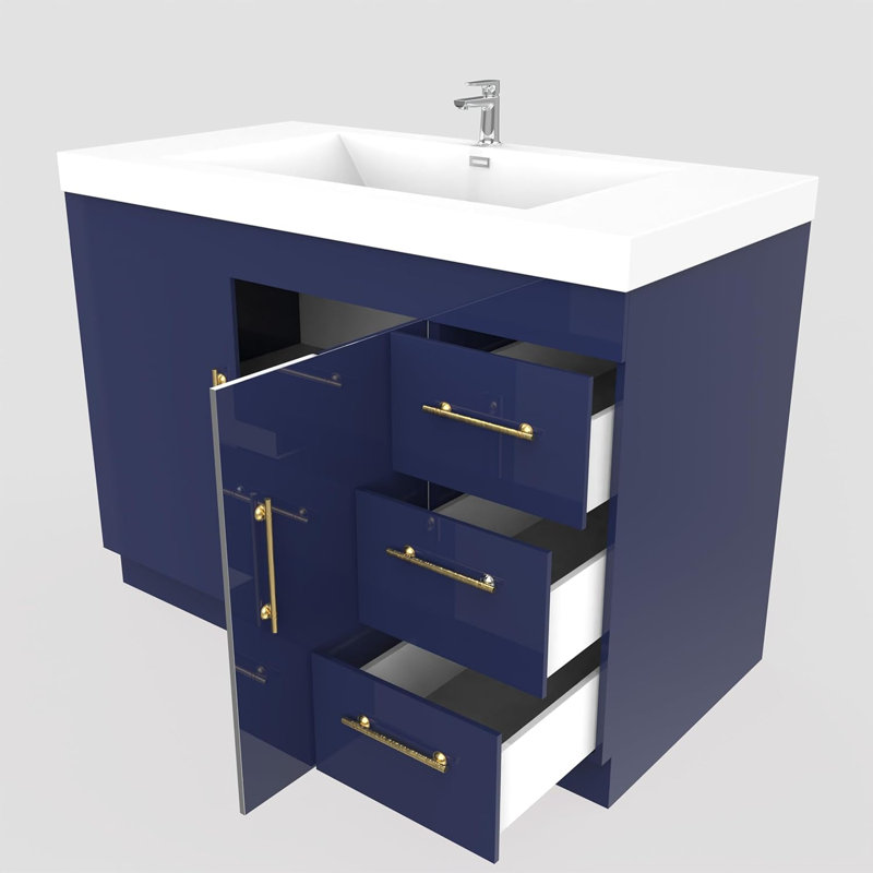 Ensemble de meuble-lavabo simple 35 po, Bleu nuit brillant