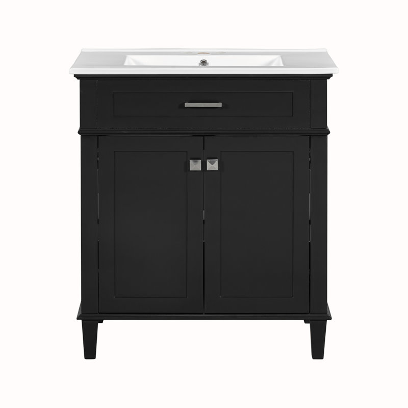 Bathroom Vanity with Ceramic Sink, Black
