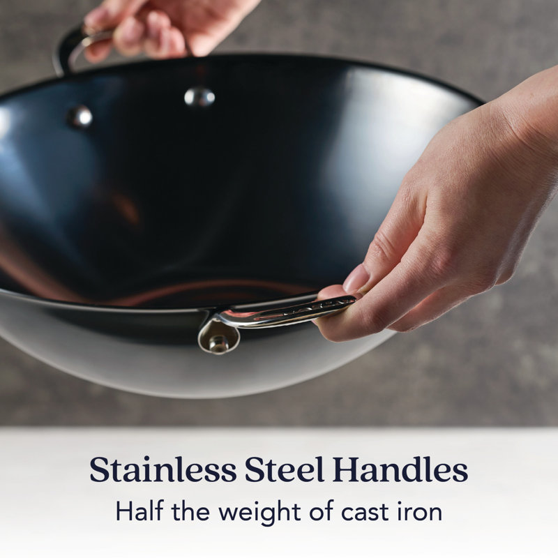 Anolon N2 Carbon Steel Wok, 14 Inch, Black