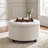 28" Round Storage Ottoman, Modern Tufted Footstool For Living Room, White-1191949906