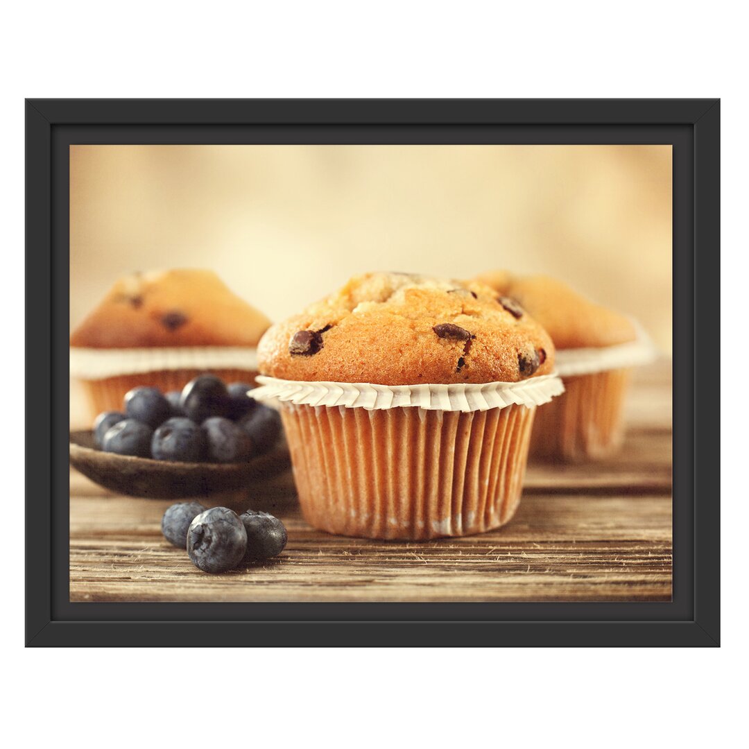 Gerahmtes Wandbild Muffins mit Blaubeeren