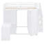 Lit superposé double pleine grandeur avec garde-robe, bureau, tablettes et portes pliantes, mobilier de chambre moderne à faible encombrement, blanc