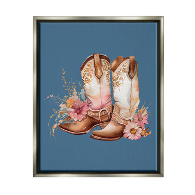 Ba-630-«Floater Floral Cowgirl» sur toile encadrée par Birch & Ink