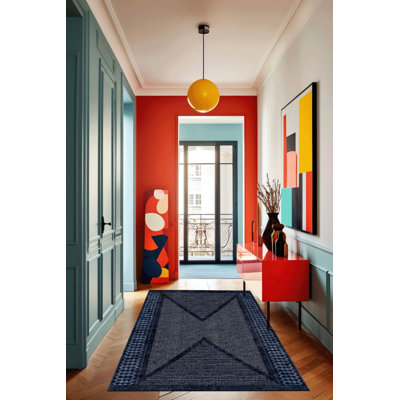 Tapis décoratif gris motif géométrique à motif en H moderne lavable à la machine