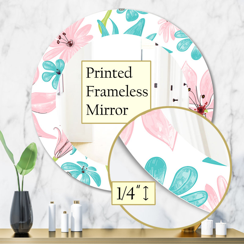 Pink Blossom 32 - Miroir traditionnel, H 31,5 po x l po