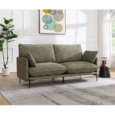 Canapé en tissu vert avec 2 coussins - Comprend des coussins compressés