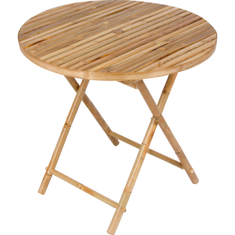 Lefka Round Folding Outdoor Dining Table With Umbrella Hole , 31.5'' in. W 31.5'' in. D