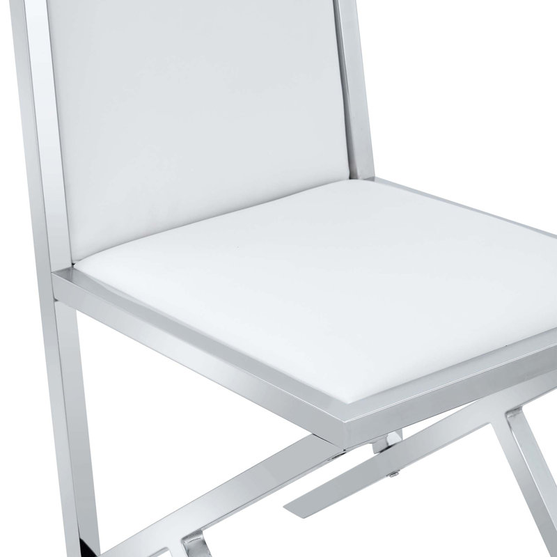 Ergonomic Dining Chairs with Unique Metal Legs, White;Silver