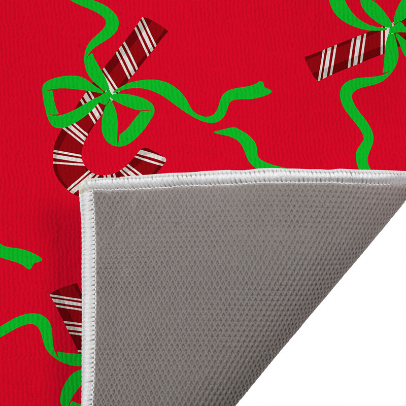 Tapis de bain Candycanes & Bows, Rouge, Simple - L 24 po x l 17 po