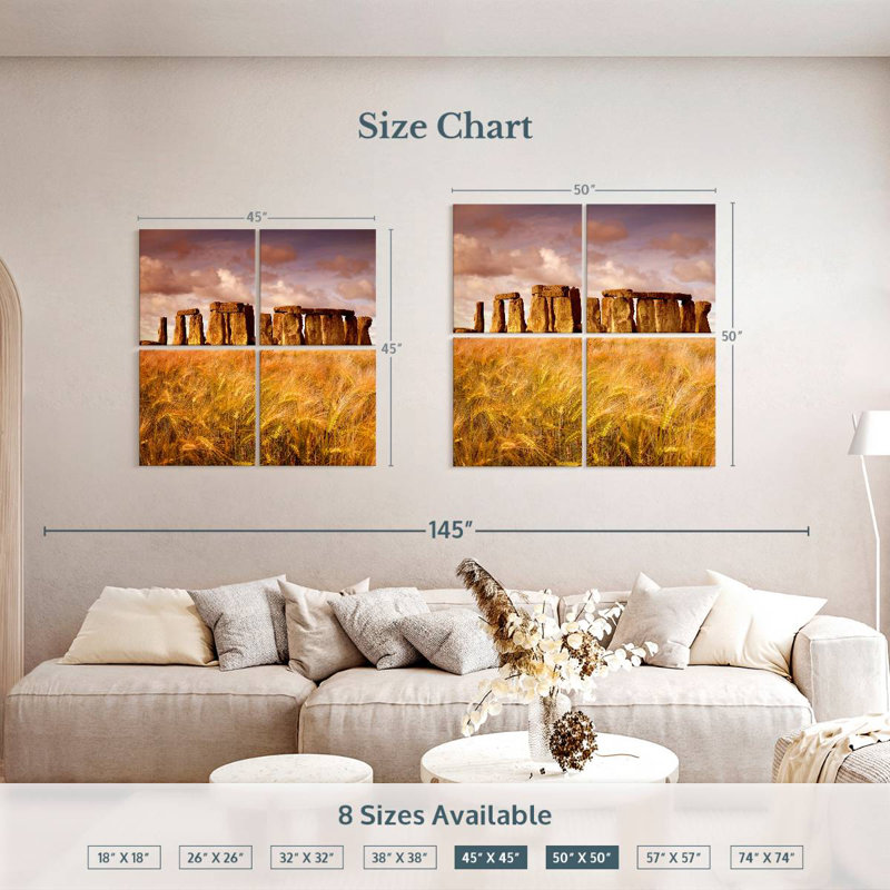 Keiri Wheat Field By The Stonehenge, 50" H x 50" W