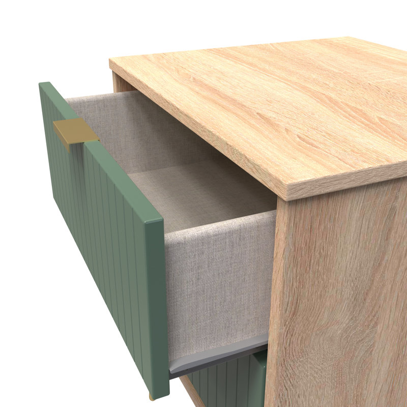 Beranda 45cm W Manufactured Wood Bedside Table, Labrador Green/Bardolino Oak