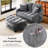 Modern Convertible 2-Seater Sofa Bed With Storage Ottoman, Reclining Backrest, And Side Pocket Armrest-956782539