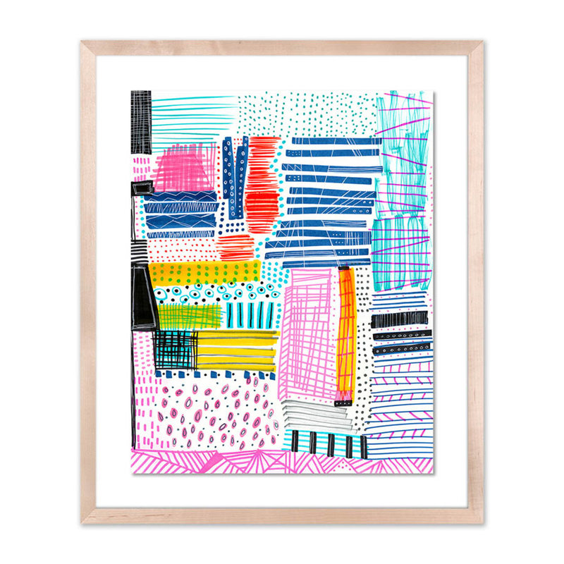 Stacks Of Patterns Print by Melanie Biehle, 24" H x 20" W x 1.5" D, Natural