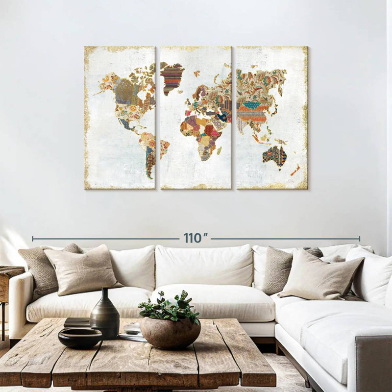 Aliaz Pattern World Map, 48" H x 74" W