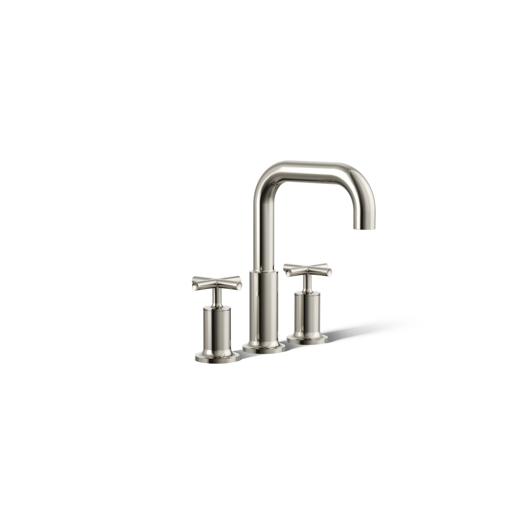 Purist Deck-Mount Bath Faucet Trim for High-Flow Valve with Cross Handles, Vibrant Polished Nickel