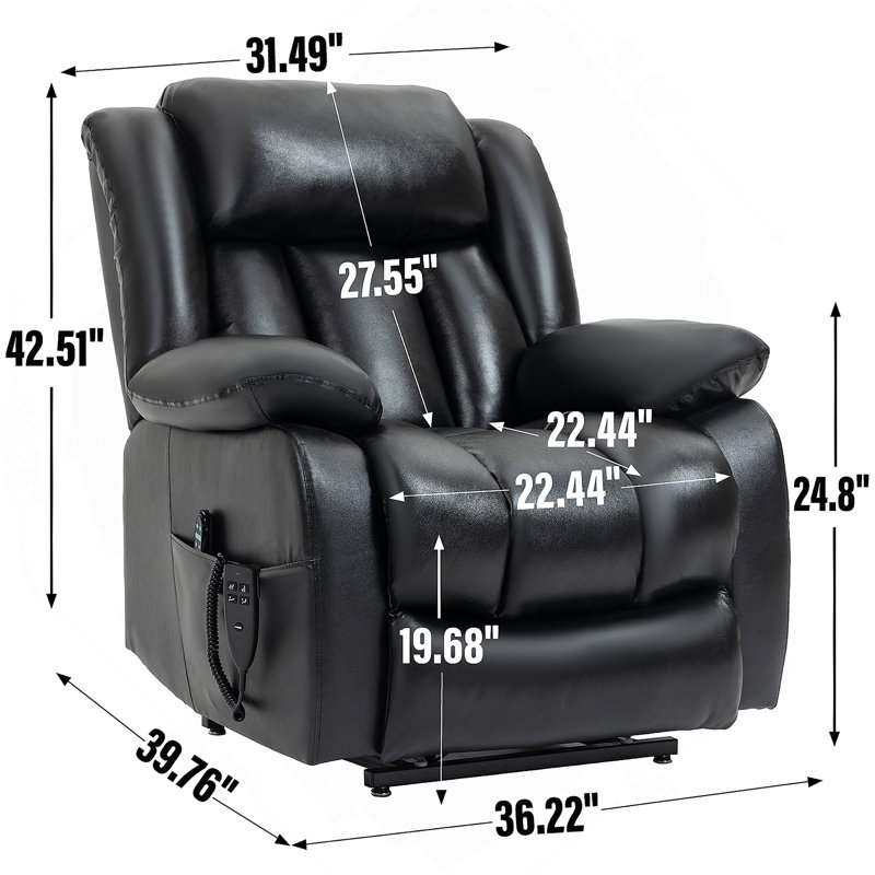 Dual Motor Infinite Position Up to 350 LBS Electric Medium size Genuine Leather, Black